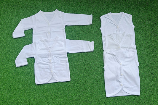 Combo 1 / Newborn Baby Set /Plain White Button Jabalas (0-3 Months)